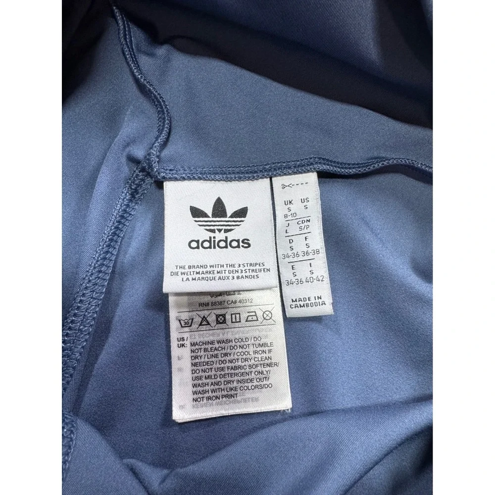 Adidas Originals Womens Crossover Waist Biker Shorts Blue Grey Trefoil Logo S